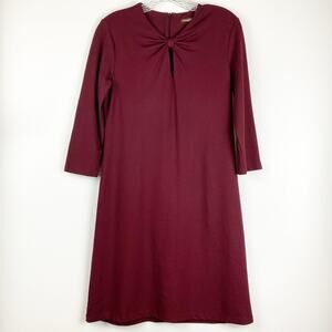 J McLaughlin Isabel Burgundy 3/4 Sleeve Knot-Front Sheath Dress Womens Size S
